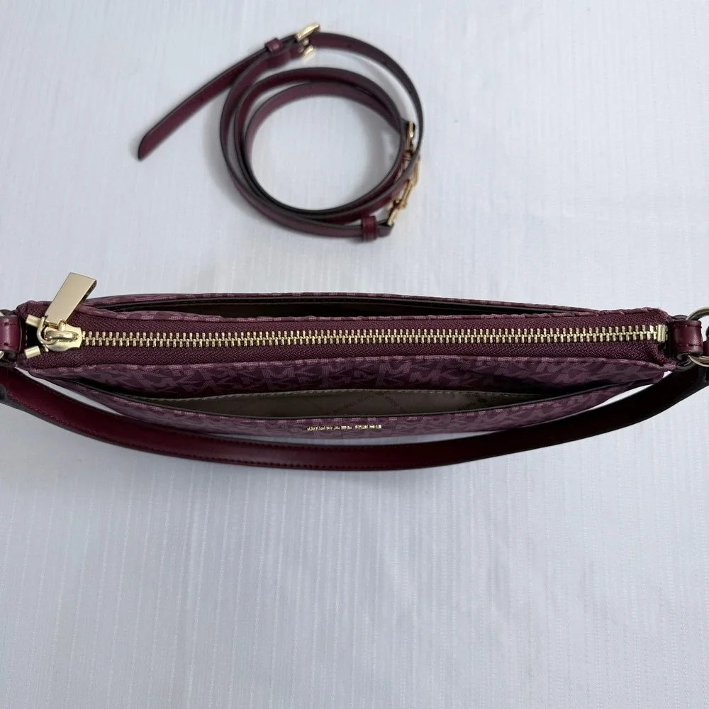Michael Kors Jet Set‎ Merlot Monogram Jacquard Crossbody Bag